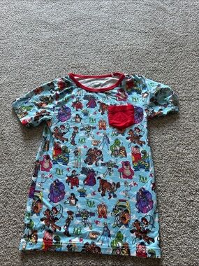 Showstoppers Toy Story Kids Graphic Pocket Tee - Blue with Red Trim size 5/6